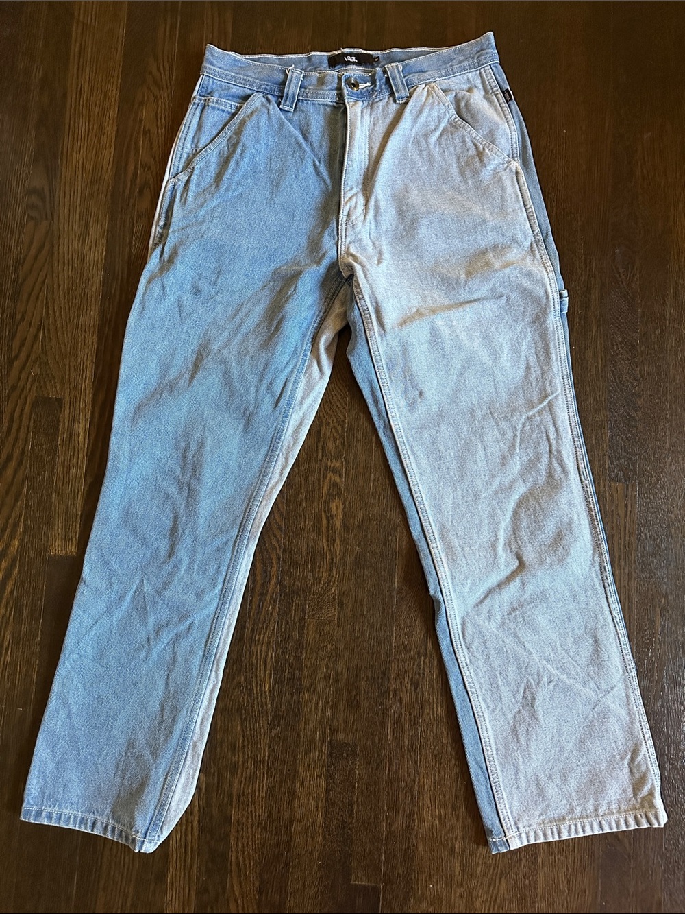 Vans Unisex Light Blue Color Block Loose Tapered Jeans waist 31